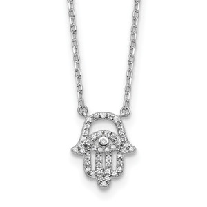 Sterling Shimmer Sterling Silver Rhodium-plated CZ 45 Stone 16 inch with 2 inch extender Chamseh Necklace