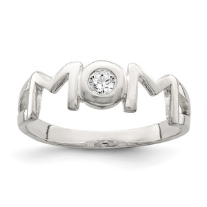 Sterling Silver & CZ Polished Mom Ring - QR-EE77A6A1-7985