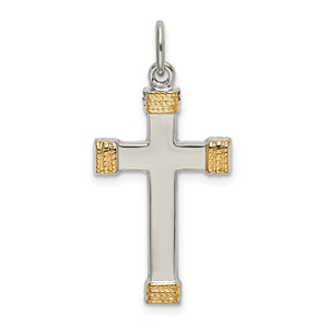 Sterling Silver & Gold-plated Polished Cross Pendant