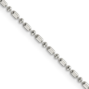 Sterling Silver 1.5mm Fancy Beaded Chain w/4in ext.
