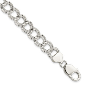 Sterling Silver 10.5mm Semi-Solid Double Link Charm Bracelet - QG-3681FB55-1981