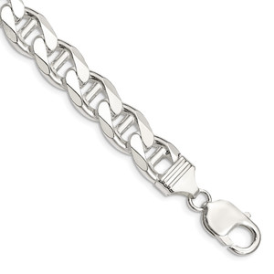 Sterling Silver 10.8mm D/C Flat Anchor Curb Chain - QF-07B70987-7945