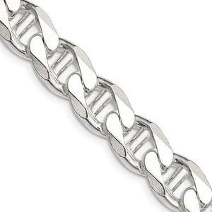 Sterling Silver 10.8mm D/C Flat Anchor Curb Chain - QF-FB43E10A-6291