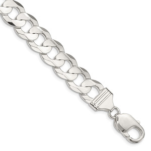 Sterling Silver 11.9mm Concave Beveled Curb Chain - QC-7057CE4D-5891