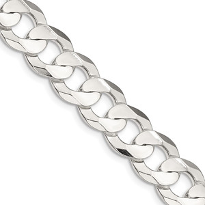 Sterling Silver 11.9mm Concave Beveled Curb Chain - QC-D20C5B2C-1427