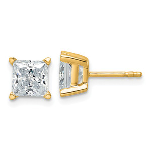 14k 3 carat Certified Lab Grown Diamond VS/SI+ G+ Princess Complete Four Prong Stud Earrings