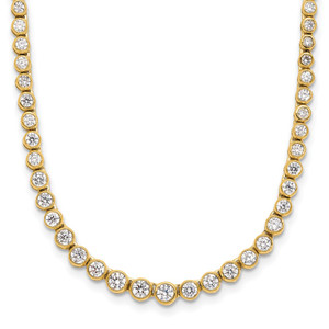 14k 3 carat Lab Grown Diamond VS/SI+ G+ 16 inch with a 2 inch extension Graduated Bezel Set Tennis Necklace