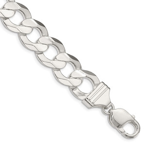 Sterling Silver 14.0mm Concave Beveled Curb Chain - QC-202AD8C1-4864