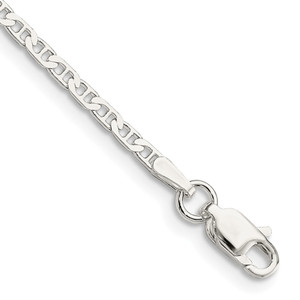 Sterling Silver 2.1mm Flat Anchor Chain Anklet - QA-C8A00C93-2627