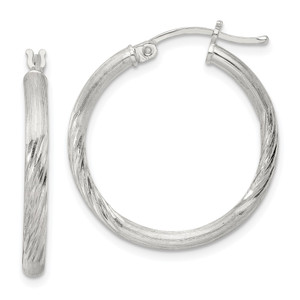 Sterling Silver 2.5mm Polished/Satin D/C Hoop Earrings - QE-0886AFA3-7168