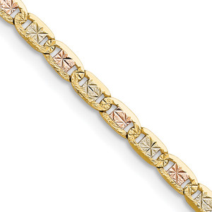 14k 3.2mm Tri-color Gold Pav‚ Valentino Chain - PV-861EB95B-4278