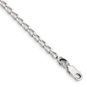 Sterling Silver 2.8mm Open Elongated Link Chain Anklet - QL-9D2ACAE5-3333