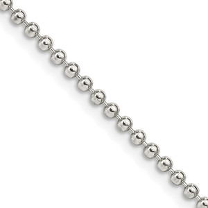 Sterling Silver 2mm Beaded Chain - QK-974A500A-4391