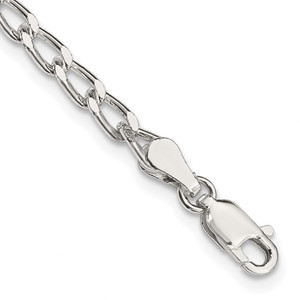 Sterling Silver 3.2mm Open Elongated Link Chain Anklet - QL-87118FFC-2517