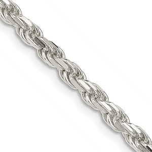 Sterling Silver 3.75mm Diamond-cut Rope Chain - QD-9392EEE0-1786