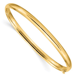 14k 3/16 High Polished 5.00mm Hinged Oval Bangle Bracelet
