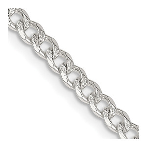 Sterling Silver 3.8mm Pav‚ Curb Chain - QC-DD846CA9-4249