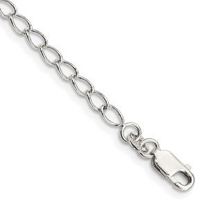 Sterling Silver 3mm Half Round Wire Open Curb Chain Anklet - QP-F9AB9D49-5215