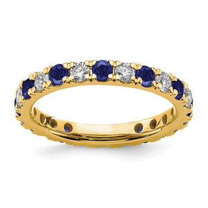 14k 3/4 carat Lab Grown Diamond VS/SI+ G+ and Lab Created Blue Sapphire Size 4 Eternity Band