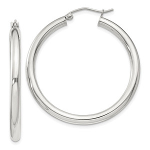 Sterling Silver 3mm Round Hoop Earrings - QE-29F254FE-2011