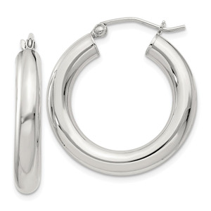 Sterling Silver 4mm Round Hoop Earrings - QE-92D117D2-5781