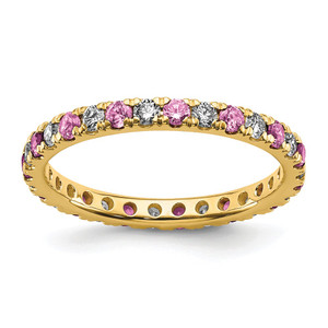 14k 3/8 carat Lab Grown Diamond VS/SI+ G+ and Lab Created Pink Sapphire Size 5 Eternity Band - ET-18C85847-4322