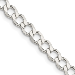 Sterling Silver 5.3mm Semi-solid Flat Curb Chain - QL-9A18381A-4890