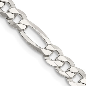 Sterling Silver 5.5mm Lightweight Flat Figaro Chain - QM-5AB23D1F-6270