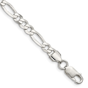 Sterling Silver 5.5mm Lightweight Flat Figaro Chain - QM-BC90D474-1474