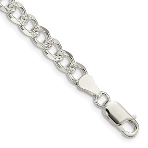 Sterling Silver 5.5mm Pav‚ Curb Chain - QC-32278015-8033