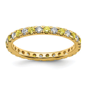 14k 3/8 carat Lab Grown Diamond VS/SI+ G+ and Lab Created Yellow Sapphire Size 5 Eternity Band - ET-0B138629-7633