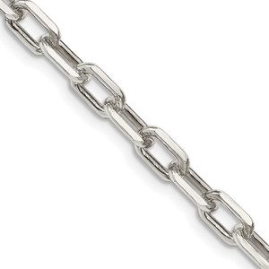 Sterling Silver 5.75mm Diamond-cut Long Link Cable Chain - QA-4F596517-5030