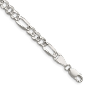 Sterling Silver 6.1mm Flat D/C Pave Figaro Chain - QP-E9D86A6E-2362