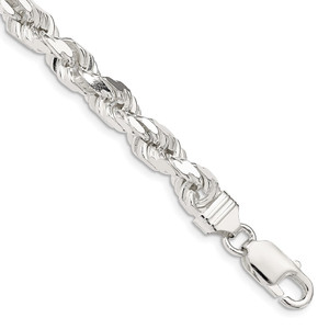Sterling Silver 6.5mm Diamond-cut Rope Chain - QD-866690FE-7158