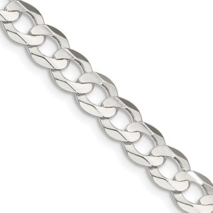 Sterling Silver 6.75mm Concave Beveled Curb Chain - QC-91321227-8531