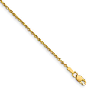 14K 30 inch 1.5mm Diamond-cut Rope with Lobster Clasp Chain