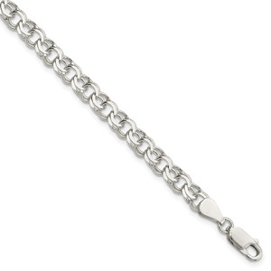 Sterling Silver 6mm Double Link Charm Bracelet - QG-F7FD718F-4001