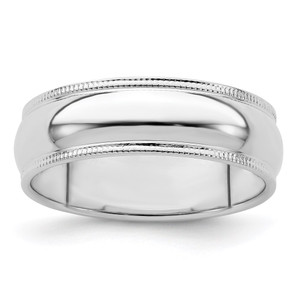 Sterling Silver 6mm Half Round Milgrain Size 4.5 Band