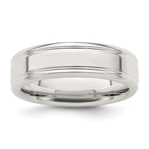 Sterling Silver 6mm Polished Flat Grooved Fancy Band Size 8.5 - QW-5FB73F92-6961