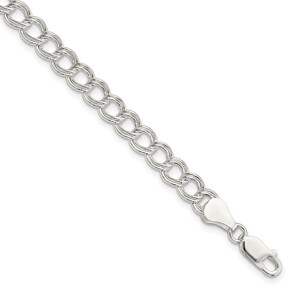 Sterling Silver 6mm Semi-Solid Double Link Charm Bracelet - QG-BE8CBB00-9454