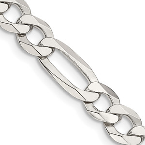 Sterling Silver 7.0mm Lightweight Flat Figaro Chain - QM-E55D41BD-8391