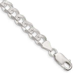 Sterling Silver 7.5mm Pav‚ Curb Chain - QC-12B753C5-5937