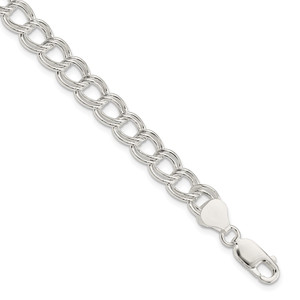 Sterling Silver 7.5mm Semi-Solid Double Link Charm Bracelet - QG-9FA57960-7095