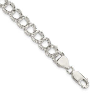 Sterling Silver 7.75mm Solid Double Link Charm Bracelet - QG-4453C46F-6290