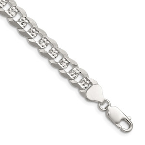 Sterling Silver 7.9mm Flat D/C Pave Curb Chain - QP-FA5C235D-4116
