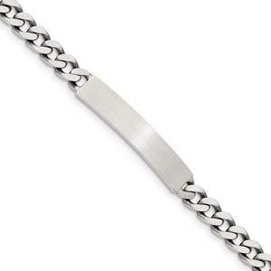 Sterling Silver 7inch Engraveable Antiqued Curb Link ID Bracelet - QI-45657402-8625