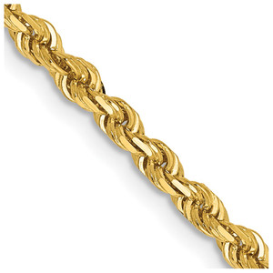 14K 30 Inch 3mm Diamond-cut Quadruple Rope Lobster Clasp Chain