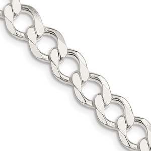 Sterling Silver 8.1mm Semi-solid Flat Curb Chain - QL-2A9FE108-7832