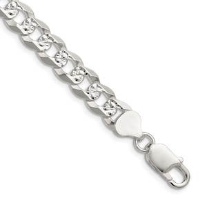 Sterling Silver 8.25mm Flat D/C Pave Curb Chain - QP-4656D3E8-7221