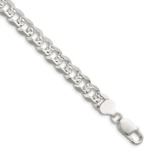 Sterling Silver 8.25mm Flat D/C Pave Curb Chain - QP-B24A5E42-5557